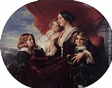 Franz Xavier Winterhalter Canvas Paintings - Elzbieta Branicka, Countess Krasinka and her Children